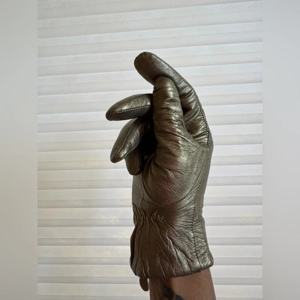 Metallic Bronze Leather Gloves – Genuine Leather - Picture 11 of 16
